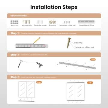 pertetey Home Gym Mirror, 48X24 Inch(Each)-2PCS, Large Exercise Mirror, Frameless Full Body Mirror, Tempered Glass, Wall Mounted for Gym, Yoga, Bedroom, Dance Studio