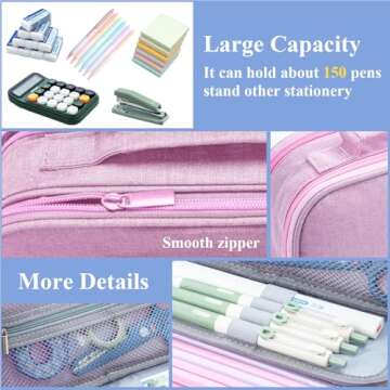 M&G Big Capacity Pencil Case, Large Capacity Pencil Pouch Multi-Slot Pencil Case Organizer, Portable Big Pencil Bags with Zipper for Makeup Brush Teen Boys Girls Office (Pink)