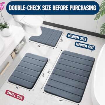 Colorxy Memory Foam Bath Mat 30x20, Ultra Soft and Absorbent Bathroom Rugs, Non-Slip, Machine Wash Dry, Thick Bath Rug Carpet for Bathroom Floor, Sink and Shower, Dark Grey