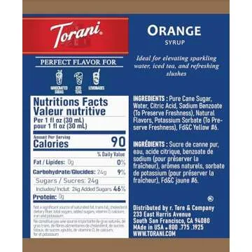 Orange Syrup for Coffee & Drinks 25.4 Ounces Coffee Flavoring for Drinks with Fresh Finest Coffee Syrup Pump