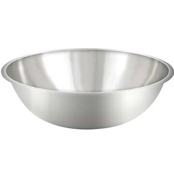 Tiger Chef Mixing Bowls Standard Weight Stainless Steel, Mirror Finish, 16 Quart, 1 Pack