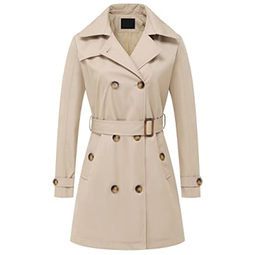 Chrisuno Women Long Lightweight Rainproof Hooded Windbreaker Jacket Quick Dry Metallic Trench Coat K...