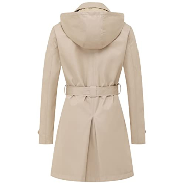 Chrisuno Women's Lightweight Rainproof Hooded Trench Coat