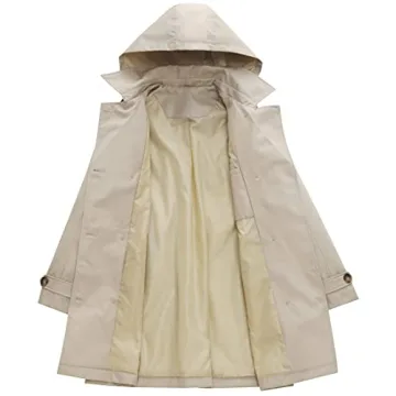 Chrisuno Women's Lightweight Rainproof Hooded Trench Coat