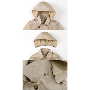 Chrisuno Women's Lightweight Rainproof Hooded Trench Coat