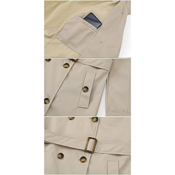 Chrisuno Women's Lightweight Rainproof Hooded Trench Coat