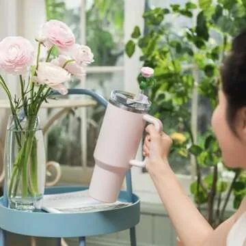 Cute Silicone Rose Straw Caps for Stylish Hydration