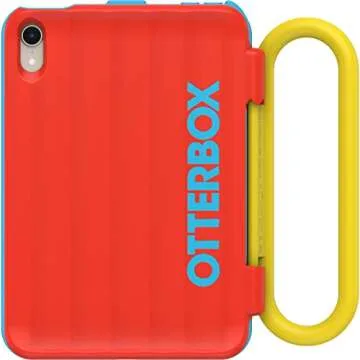 OtterBox Made for Kids Case for iPad Mini (A17) and iPad Mini (6th gen) - Hearts and Crafts (Red), Easy Installation and Removal, Grab and Go Handle, Easy Cleaning, Durable