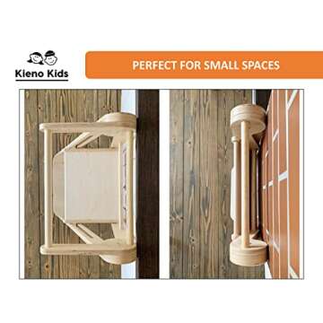 Foldable Standing Kitchen Stool for Kids, Toddler Tower (Natural Wood Color)