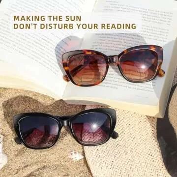 LADEESSE Reading Sunglasses for Women - Stylish Bifocal Sunglasses with Readers Built-in - UV400 Protection - 2 Pack+2.0