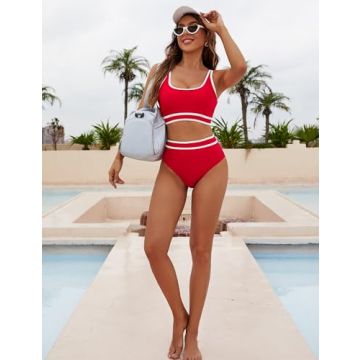 Blooming Jelly Women's High Waisted Bikini Set - Sporty and Stylish