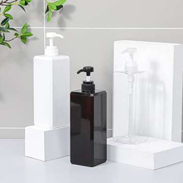Pump Bottle, Refillable Plastic Empty Lotion Soap Dispenser Liquid Container for Bathroom Shampoo and Body Wash, 32oz/1l Clear 2 Pack