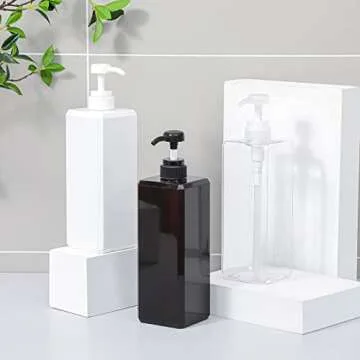 Pump Bottle, Refillable Plastic Empty Lotion Soap Dispenser Liquid Container for Bathroom Shampoo and Body Wash, 32oz/1l Clear 2 Pack