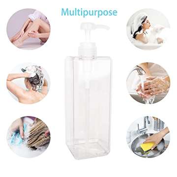 Pump Bottle, Refillable Plastic Empty Lotion Soap Dispenser Liquid Container for Bathroom Shampoo and Body Wash, 32oz/1l Clear 2 Pack