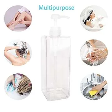 Pump Bottle, Refillable Plastic Empty Lotion Soap Dispenser Liquid Container for Bathroom Shampoo and Body Wash, 32oz/1l Clear 2 Pack