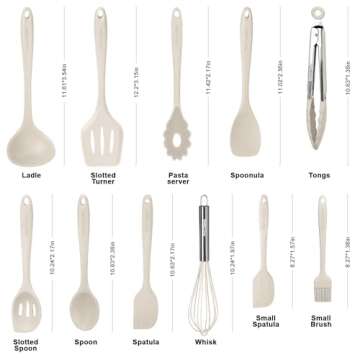 Kitchen Utensil Set - 11 Cooking Utensils - Colorful Silicone Kitchen Utensils - Nonstick Cookware w...