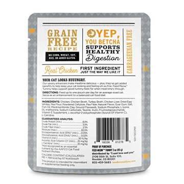 I and Love and You Feed Meow Tummy Wet Cat Food Pouch, Chicken Recipe in Gravy, 3 oz (Pack of 12)