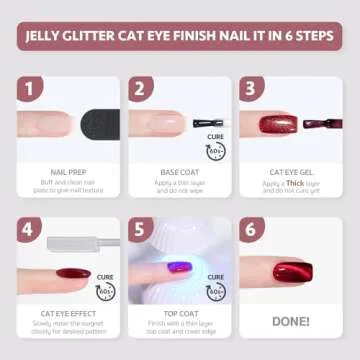GAOY Glitter Cat Eye Gel Nail Polish Set - 6 Colors with Magnet
