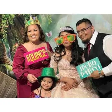 King Props Fully Assembled Quinceanera Teal Sweet Multicolor Photo Booth Props Kit Spanish Water Pro...