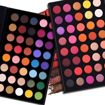 CHARMCODE 40 Colors Ultra Pigmented Shimmer Matte Eyeshadow Makeup Palette Set Full Spectrum Artist ...