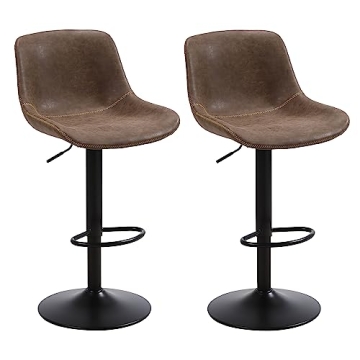 Ermnois Bar Stools Set of 2, Swivel Counter Height Barstools with Back, Adjustable Modern Bar Chairs...