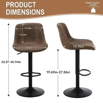 Ermnois Swivel Barstools Set of 2, Adjustable Design