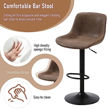 Ermnois Swivel Barstools Set of 2, Adjustable Design