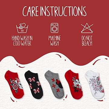 Disney Women's Classic 5-Pack No Show Socks