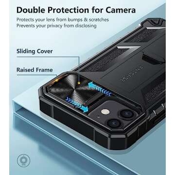 FNTCASE for iPhone 12 Phone Case: iPhone 12 Pro Military Grade Shockproof Protection Mobile Case with Kickstand & Matte Textured Rugged TPU Shell | Drop Proof Protective Cover