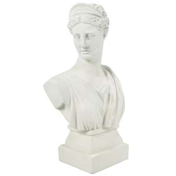 Greek Statue Diana Small Size Sculpture Decor, Vintage White Simple Art, Symbol Of Good Luck And Wis...