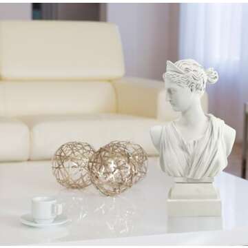 Greek Statue Diana Small Size Sculpture Decor, Vintage White Simple Art, Symbol Of Good Luck And Wisdom, Decorations Applicable Home, Living Room, Bedroom, Office Desk Table Indoor,Resin Gift For Wome