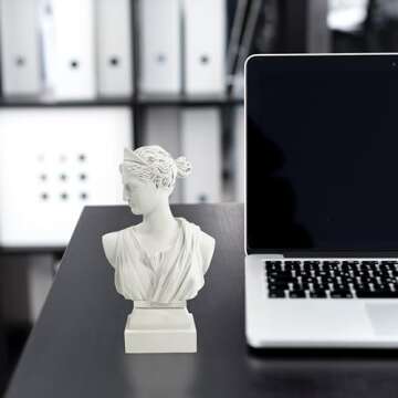 Greek Statue Diana Small Size Sculpture Decor, Vintage White Simple Art, Symbol Of Good Luck And Wisdom, Decorations Applicable Home, Living Room, Bedroom, Office Desk Table Indoor,Resin Gift For Wome
