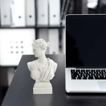 Greek Statue Diana Small Size Sculpture Decor, Vintage White Simple Art, Symbol Of Good Luck And Wisdom, Decorations Applicable Home, Living Room, Bedroom, Office Desk Table Indoor,Resin Gift For Wome