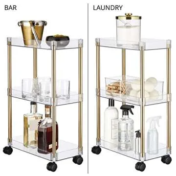 mDesign Slim 3-Tier Rolling Storage Cart with Wheels