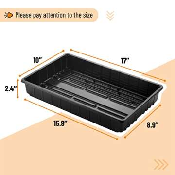 Mr. Pen- Plastic Growing Trays, 5Pack, Black, 17x10, Plant Tray, Seed Tray, Seedling Tray, Propagation Tray, Plant Trays for Seedlings, Planting Trays, Microgreens Growing Trays, Seedling Starter Tray