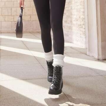 DREAM PAIRS Black Strong-5 Lace-up Platform Combat Boots Ankle Booties for Women Size 9.5