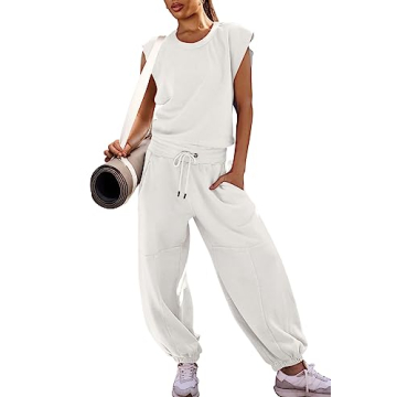 LAMISSCHE Womens Oversized Wide Leg Jumpsuit with Pockets Elastic Waist Workout Onesie Romper Open B...