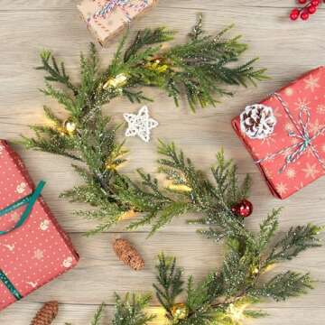 MINDELF 6 FT Artificial Christmas Garland for Festive Decor