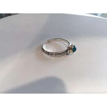 Baltinester Handmade Green Quarz Kabbalah Success and Prosperity Ring in 925 Sterling Silver and Yellow Gold Judaica Prayer Size 8 Jewelry