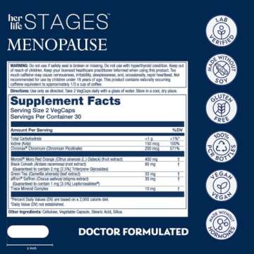 Solaray Menopause her Life Stages - Menopause Supplements for Women - Supports Mood, Sleep, Hot Flas...