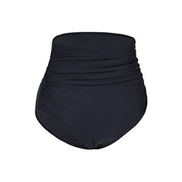 Hilor Women's High Waisted Bikini Bottom Shirred Hispter Tankini Briefs Swim Shorts