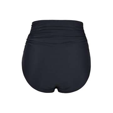 Hilor Women's High Waisted Bikini Bottom Shirred Hispter Tankini Briefs Swim Shorts
