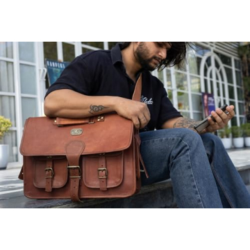 Handmade Cuero Leather Messenger Bag for Men 18 Inch