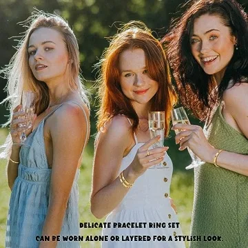 Elegant 18K Gold Plated Bracelet and Ring Set - Perfect Gift for Her