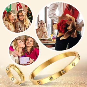 Elegant 18K Gold Plated Bracelet and Ring Set - Perfect Gift for Her