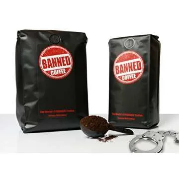 Banned Coffee Ground World's Strongest Coffee - Our Best Super Strong Medium Dark Roast Ground high caffeine Coffee, (1 lb). Worlds Premium Strong Hot or Cold Brew.