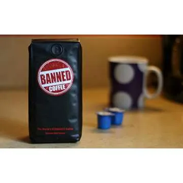 Banned Coffee Ground World's Strongest Coffee - Our Best Super Strong Medium Dark Roast Ground high caffeine Coffee, (1 lb). Worlds Premium Strong Hot or Cold Brew.
