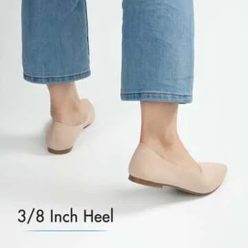 ATHMILE Pointed Toe Flats for Women Dressy Brown Work Shoes Business Casul Knit Ballet Flats Slip on Office Ladies Comforttable Dress