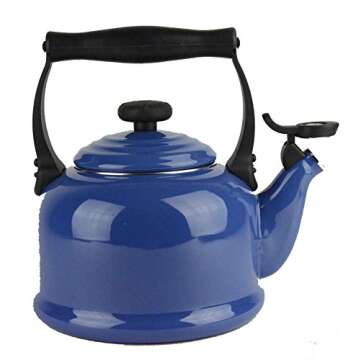 Le Creuset Enamel on Steel 2-1/5-Quart Brittany Traditional Teakettle, Blue