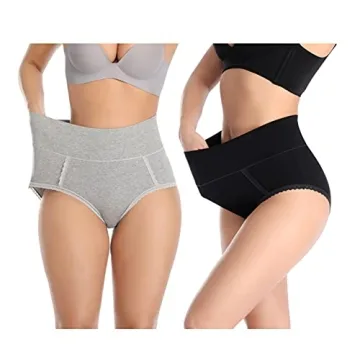 MISSWHO Cotton Womens Underwear Postpartum Essentials High Waisted Panties C Section Tummy Control 6 Pack Briefs For Ladies Size Medium